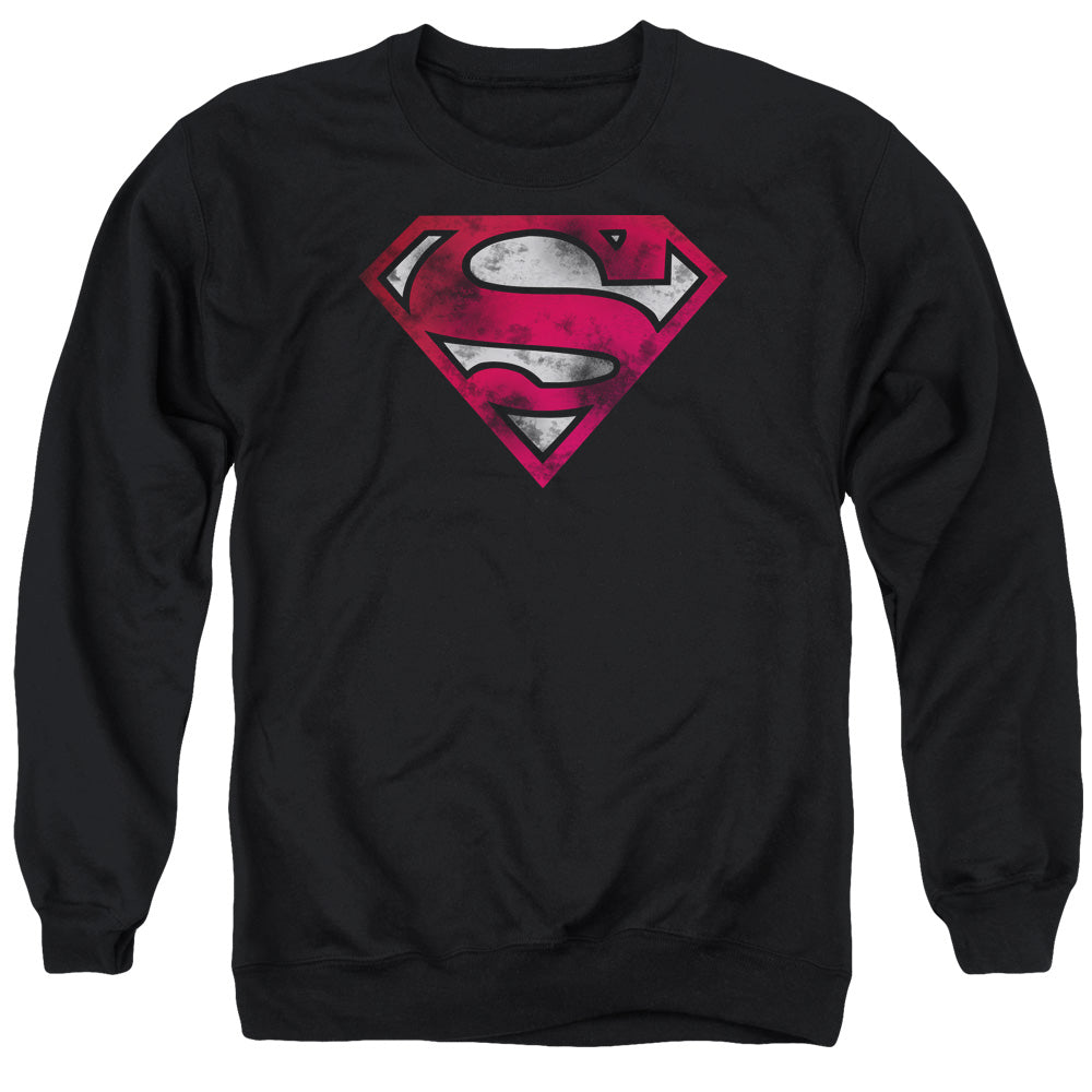 Superman - War Torn Shield - Adult Crewneck Sweatshirt - Black