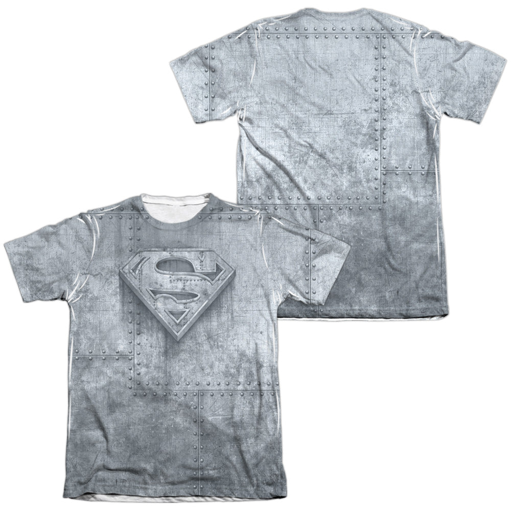 Superman - Made Of Steel (Front/back Print) - Adult 65/35 Poly/cotton Short Sleeve Tee - White T-shirt