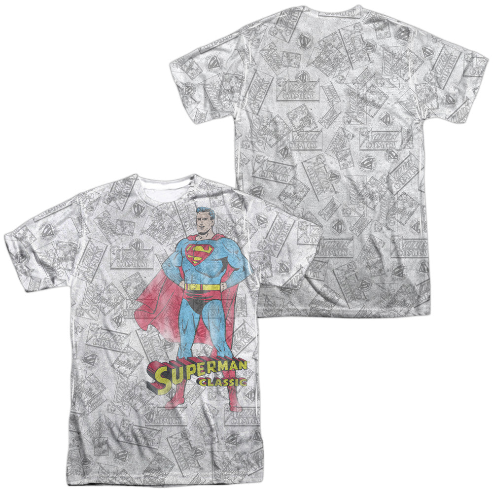 Superman - Classic (Front/back Print) -  Short Sleeve Adult 100% Poly Crew - White T-shirt