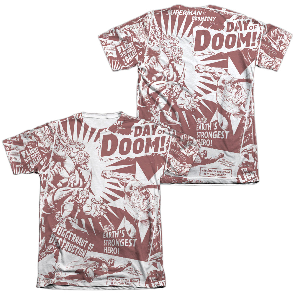 Superman - Day Of Doom (Front/back Print) - Adult 65/35 Poly/cotton Short Sleeve Tee - White T-shirt