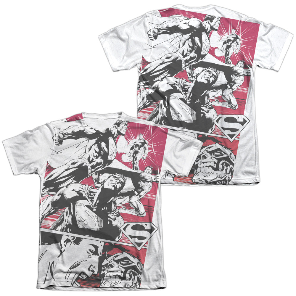 Superman - Angry Red (Front/back Print) - Adult 65/35 Poly/cotton Short Sleeve Tee - White T-shirt