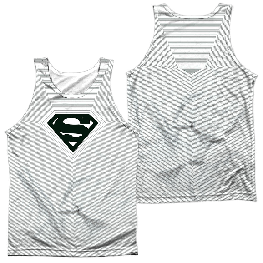 Superman - Optical Stripes - Adult 100% Poly Tank Top - White