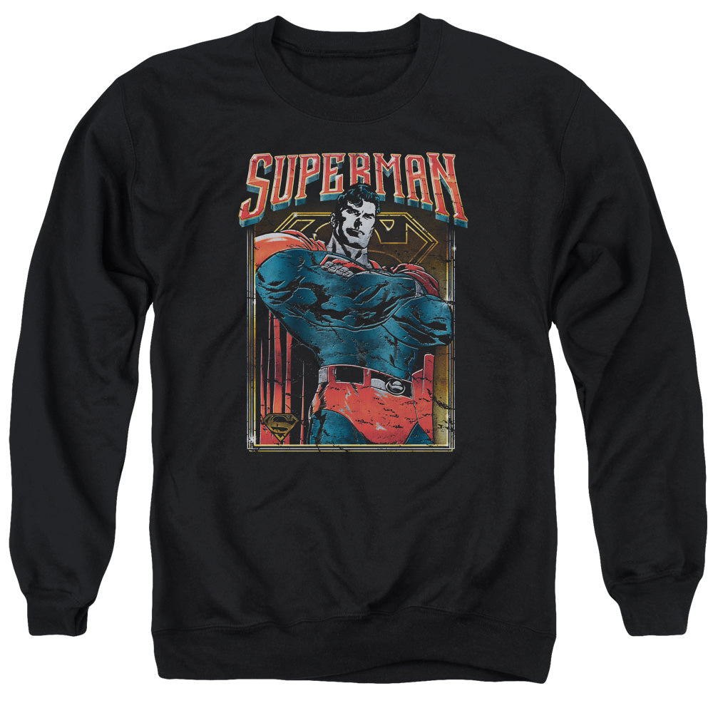 Superman - Head Bang - Adult Crewneck Sweatshirt - Black