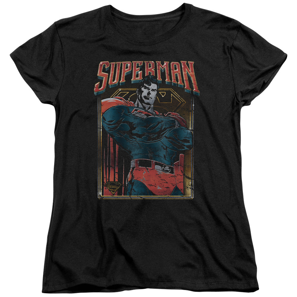 Superman - Head Bang - Short Sleeve Womens Tee - Black T-shirt