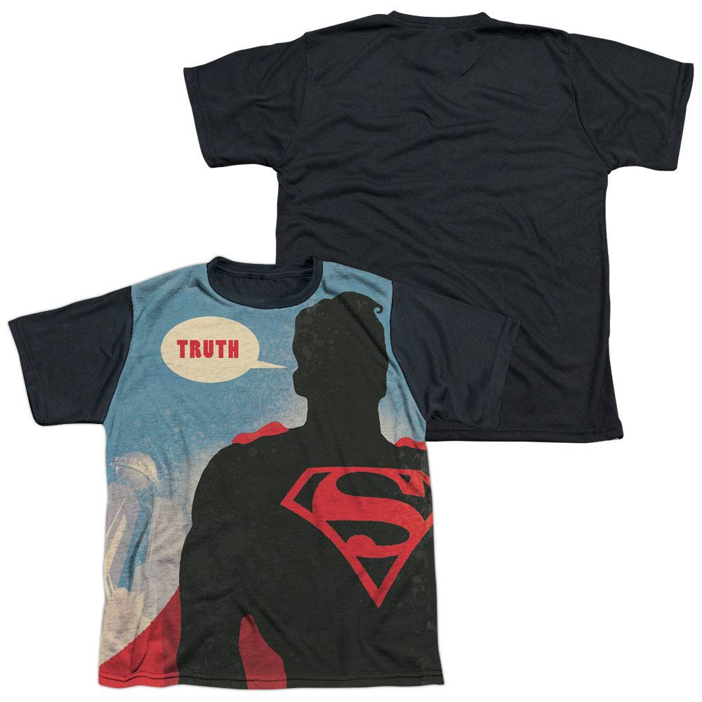 Superman - Truth - Short Sleeve Youth White Front Black Back   - White T-shirt