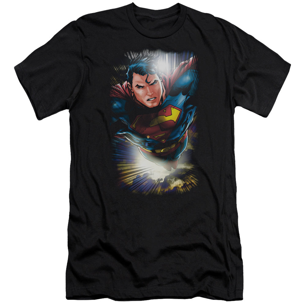 Superman - In The Sky - Short Sleeve Adult 30/1 - Black T-shirt