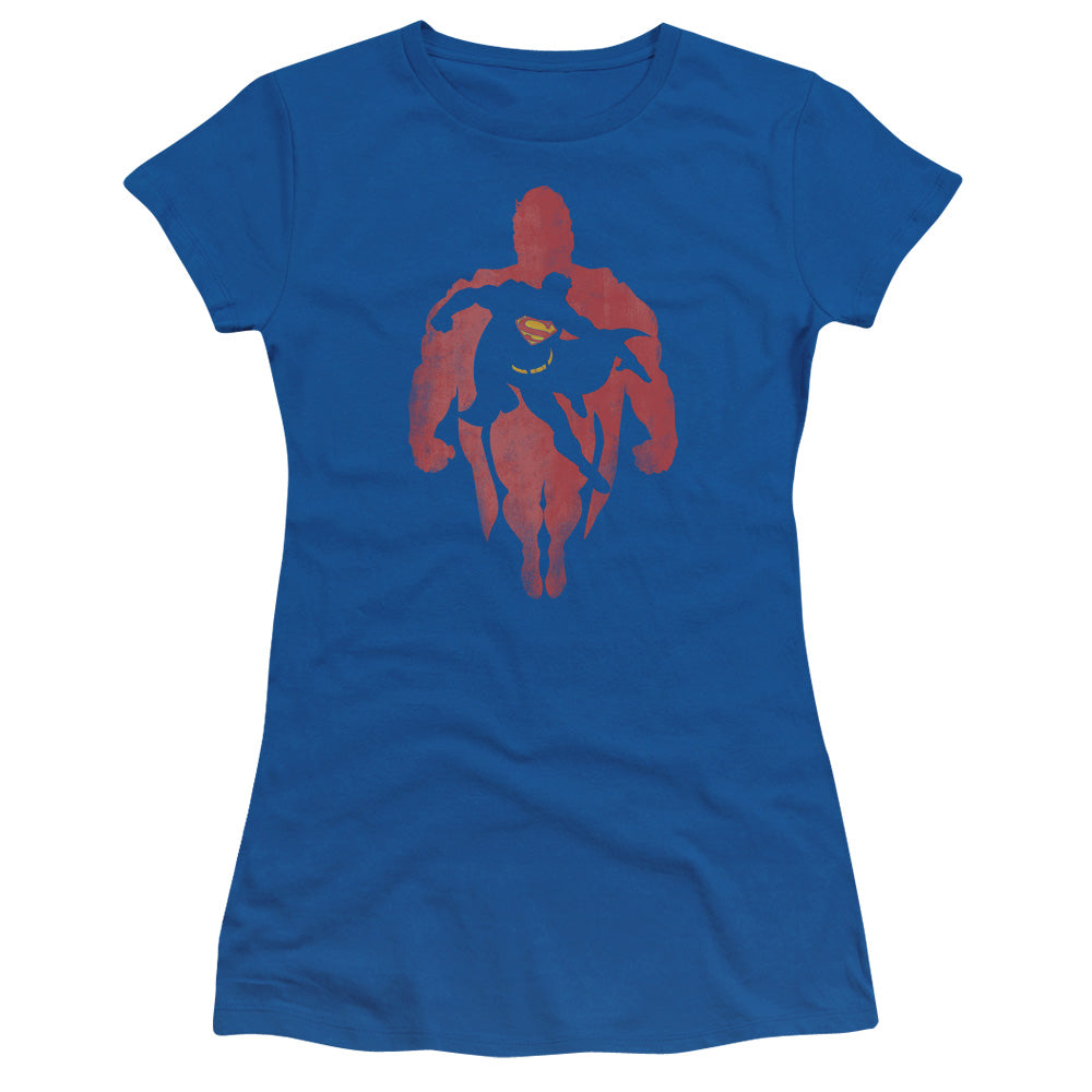 Superman - Super Knockout - Short Sleeve Junior Sheer - Royal Blue T-shirt