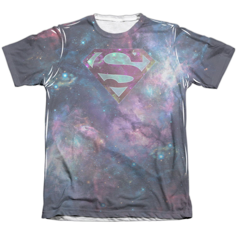 Superman - Spaced Out Logo - Adult Poly/cotton Short Sleeve Tee - White T-shirt