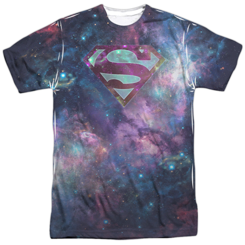 Superman - Spaced Out Logo - Short Sleeve Adult Poly Crew - White T-shirt