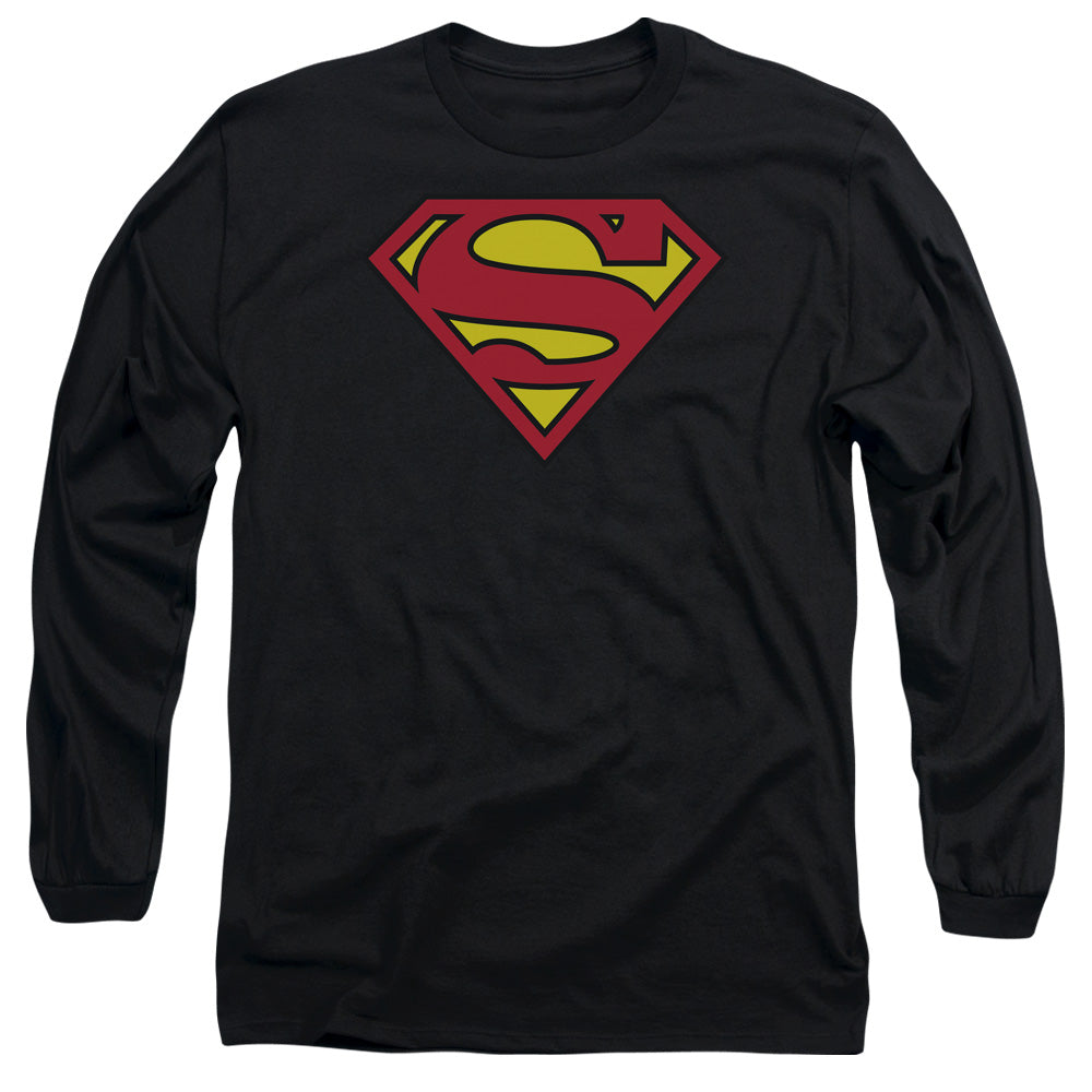 Superman - Classic Logo - Long Sleeve Adult 18/1 - Black T-shirt