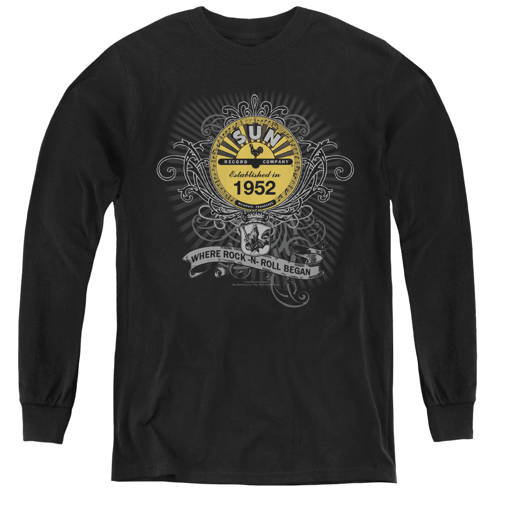 Sun - Rockin Scrolls - Youth Long Sleeve Tee - Black