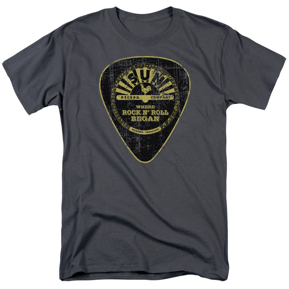 Sun - Guitar Pick - Short Sleeve Adult 18/1 - Charcoal T-shirt