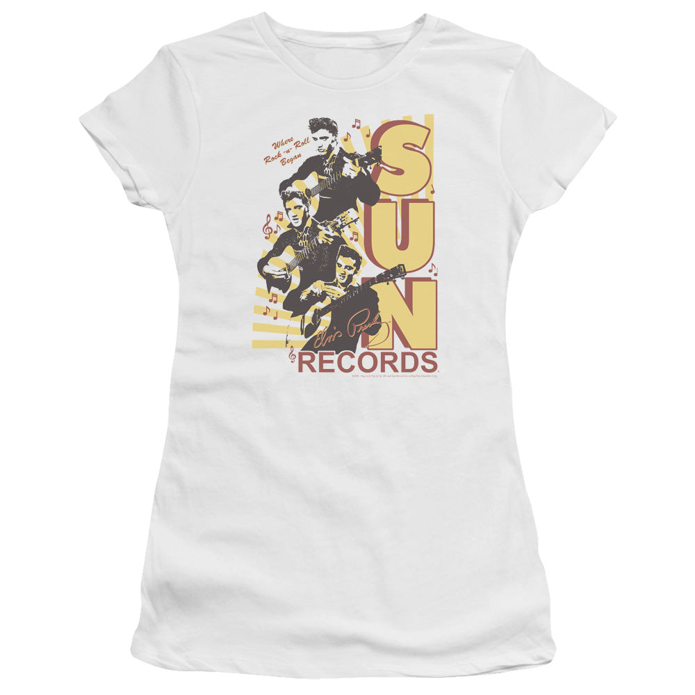 Sun - Tri Elvis - Short Sleeve Junior Sheer - White T-shirt