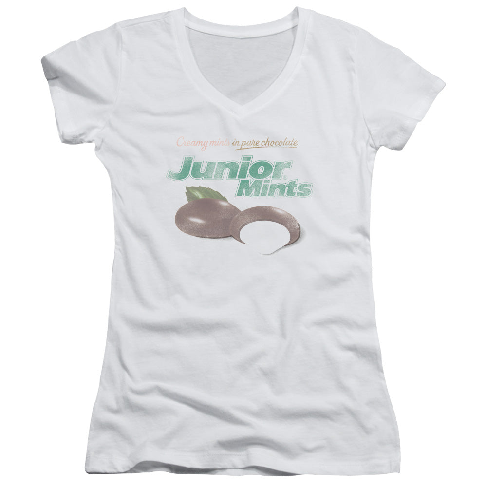 Tootsie Roll - Junior Mints Logo - Junior V-neck - White