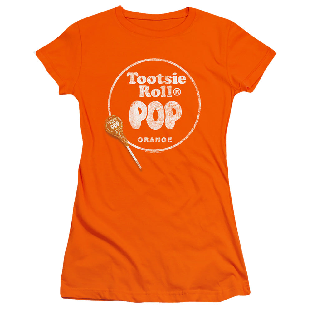 Tootsie Roll - Pop Logo - Short Sleeve Junior Sheer - Orange T-shirt