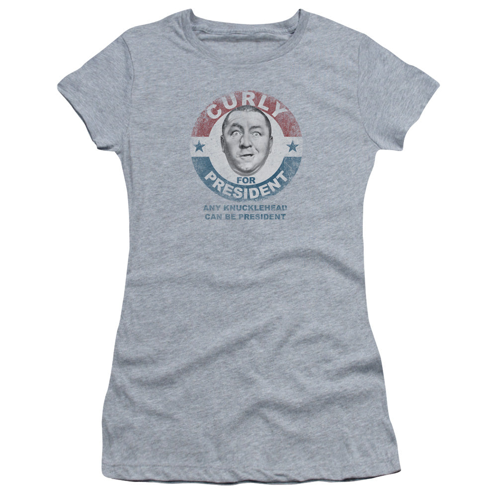 THREE STOOGES CURLY FOR PRESIDENT - S/S JUNIOR SHEER - ATHLETIC HEATHER T-Shirt