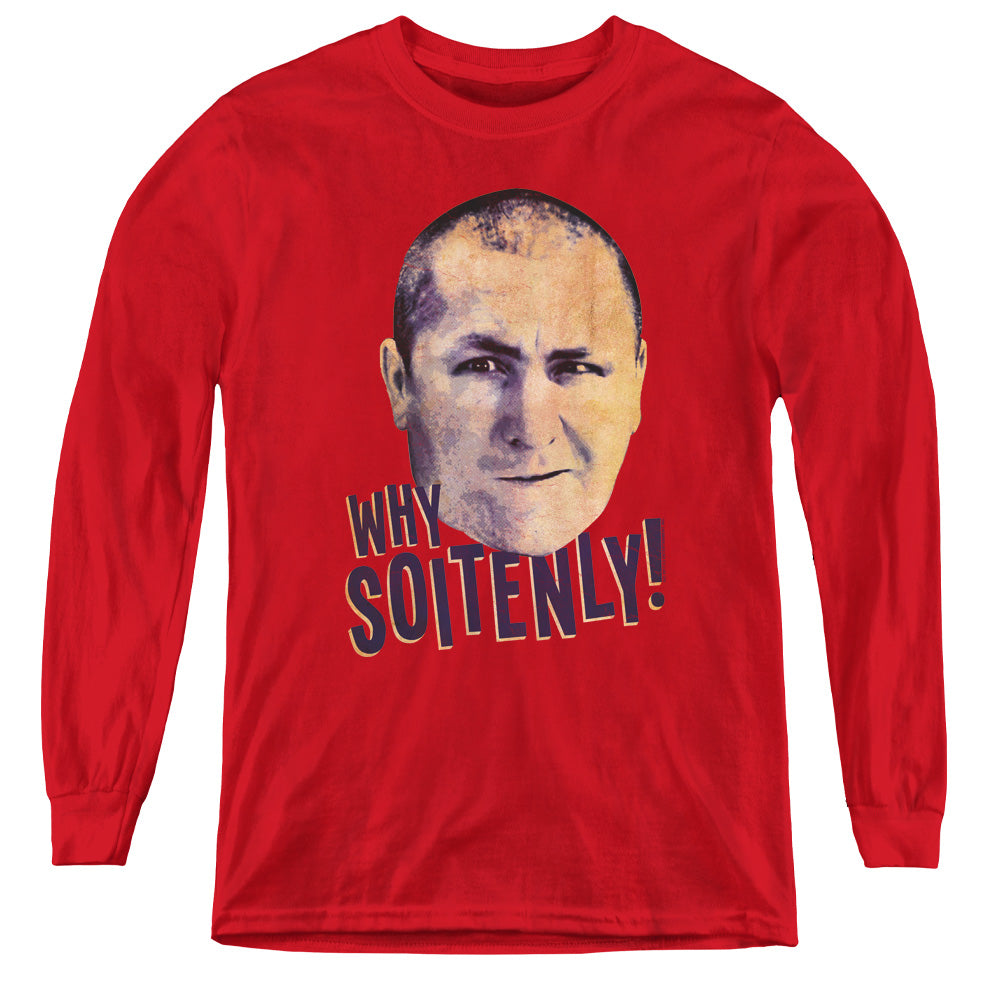 Three Stooges Why Soitenly - Youth Long Sleeve Tee - Red