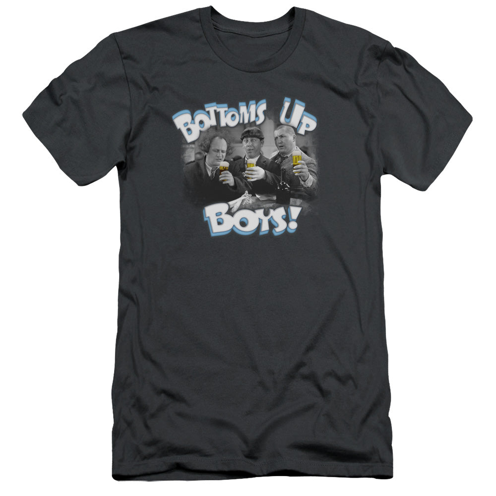 Three Stooges - Bottoms Up - Short Sleeve Adult 30/1 - Charcoal T-shirt