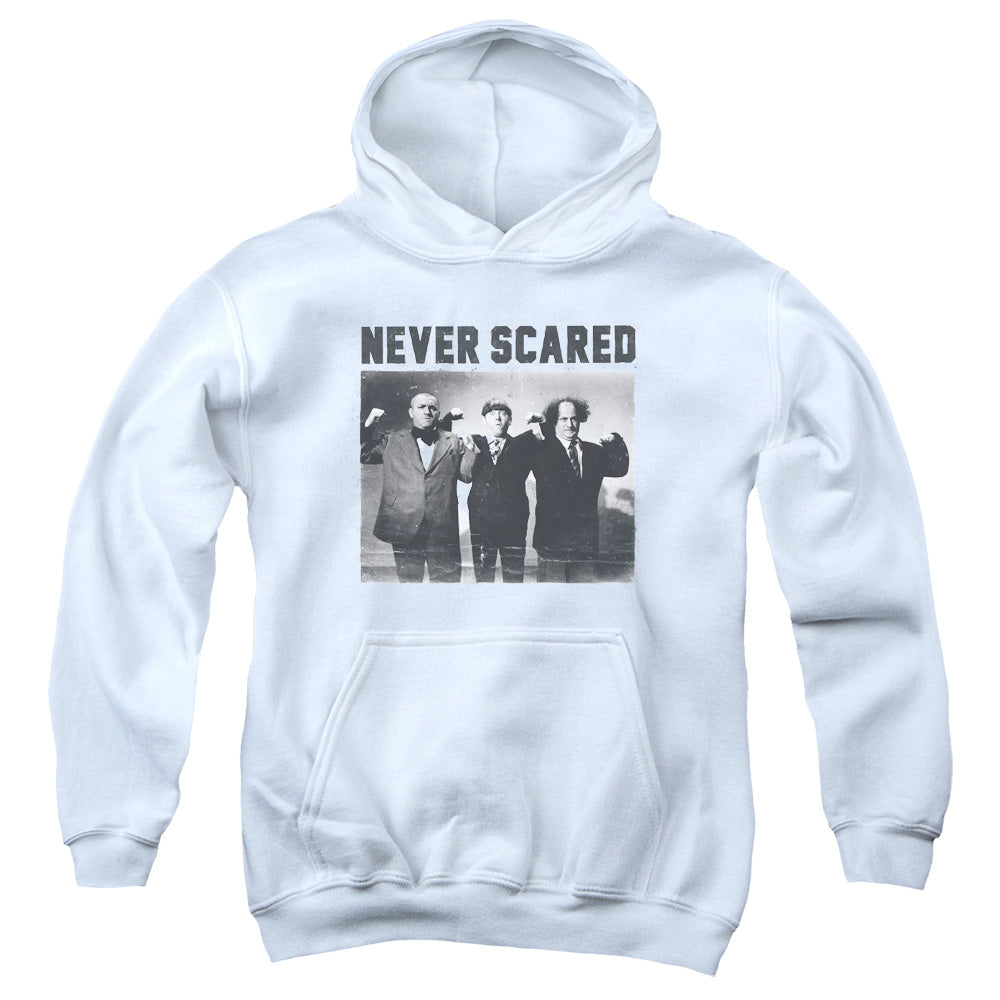 Three Stooges - Never Scared - Youth Pull-over Hoodie - White