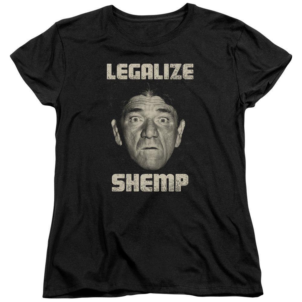 Three Stooges - Legalize Shemp - Short Sleeve Womens Tee - Black T-shirt