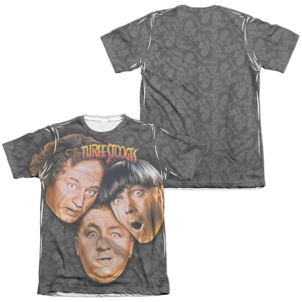 THREE STOOGE TOOGES ALL OVER (FRONT/BACK PRINT) - ADULT 65/35 POLY/COTTON S/S TEE - WHITE T-Shirt