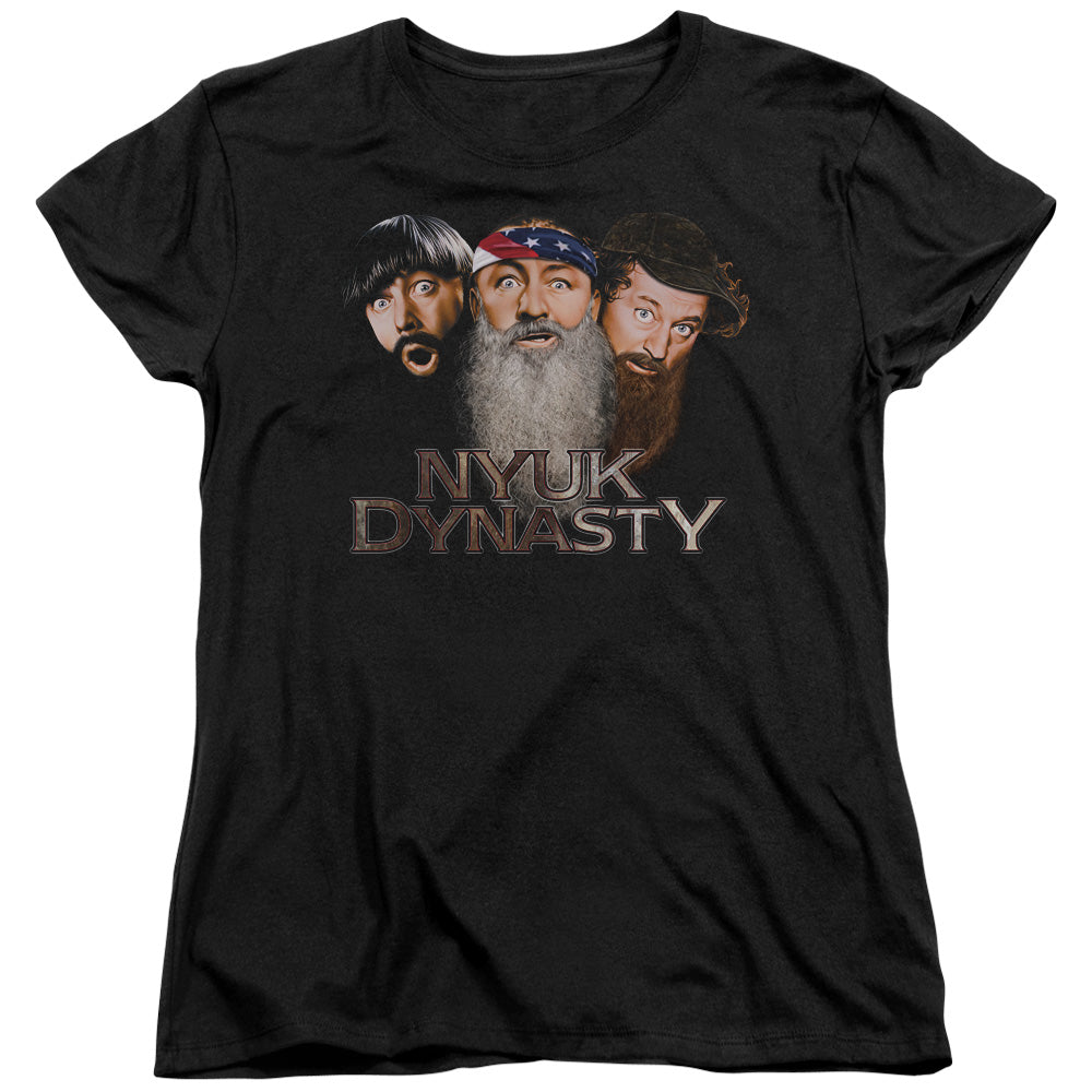 Three Stooges - Nyuk Dynasty 2 - Short Sleeve Womens Tee - Black T-shirt