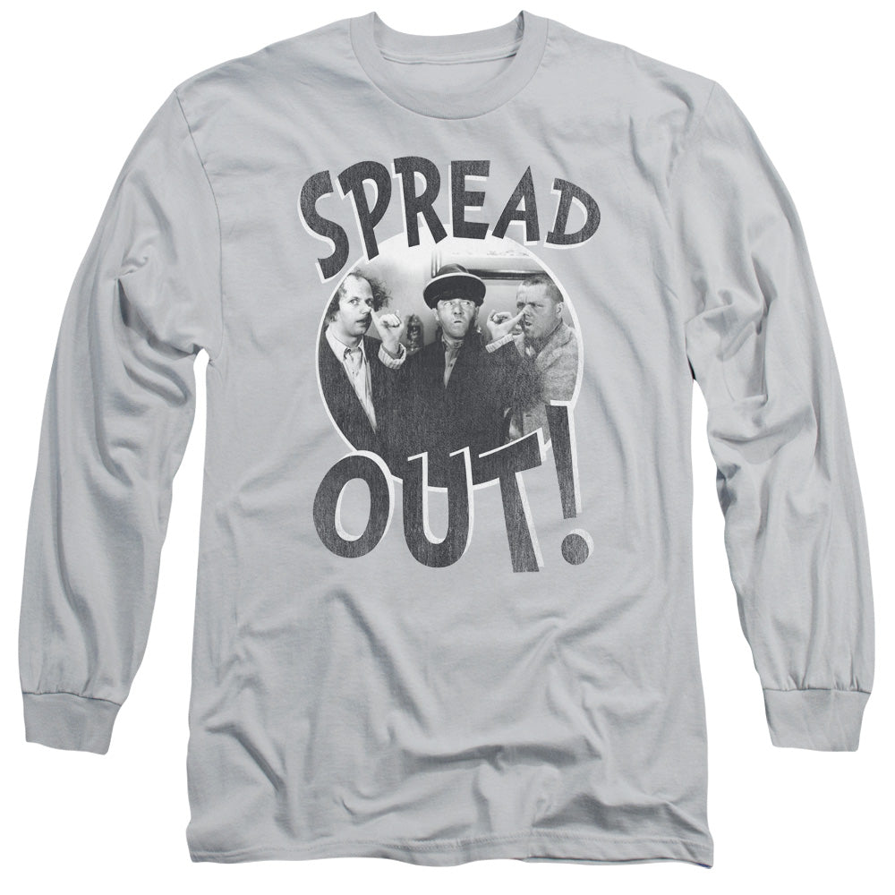 Three Stooges - Spread Out - Long Sleeve Adult 18/1 - Silver T-shirt