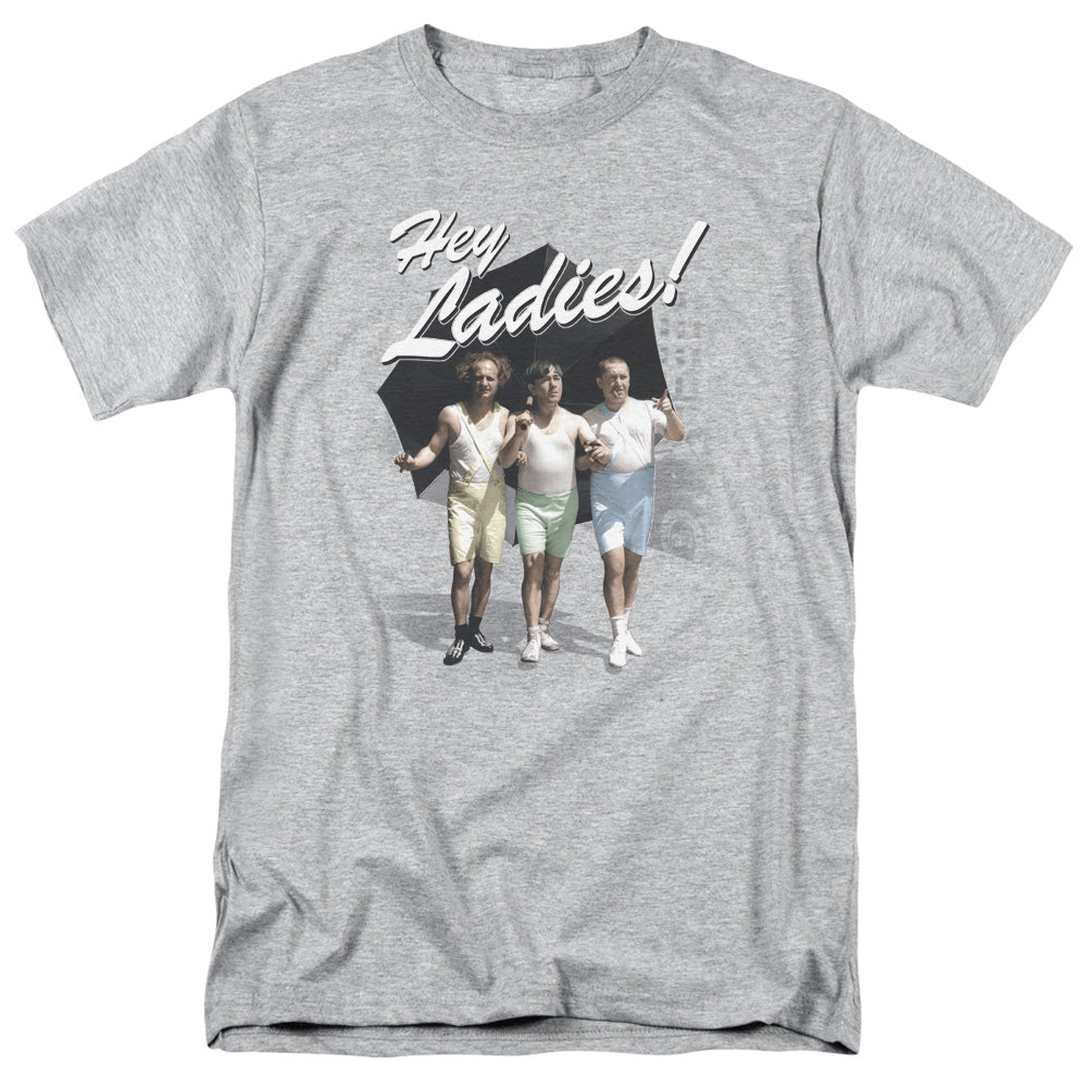 Three Stooges - Hey Ladies - Short Sleeve Adult 18/1 - Athletic Heather T-shirt