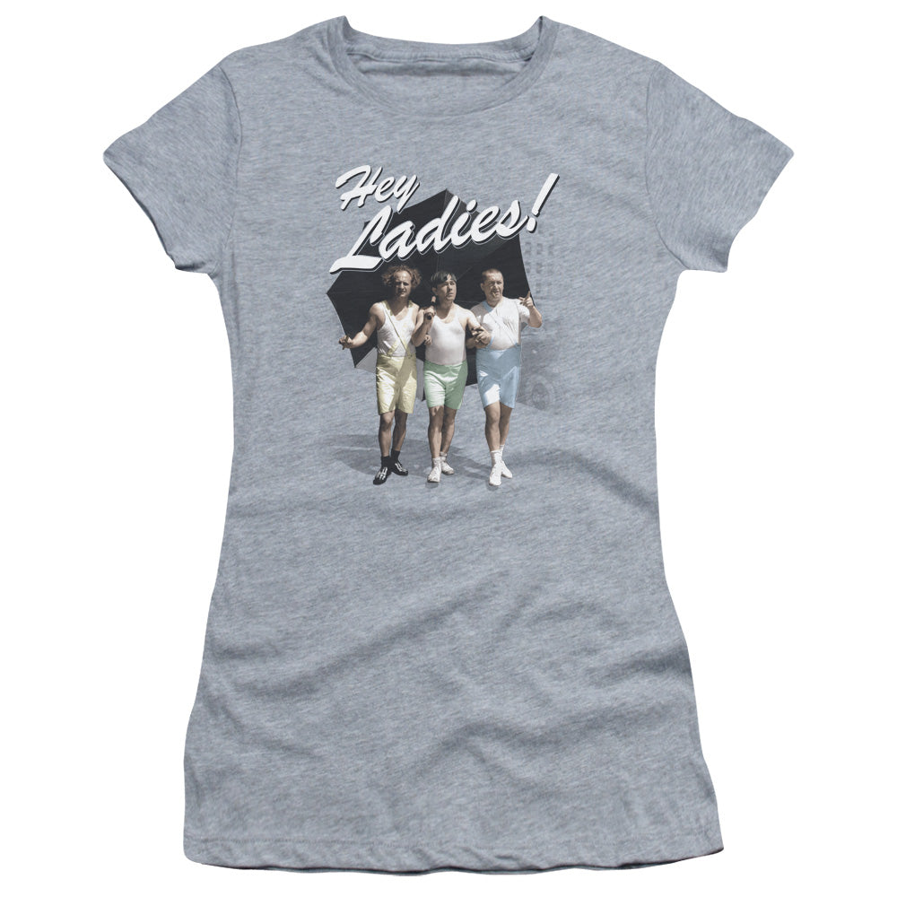 Three Stooges - Hey Ladies - Short Sleeve Junior Sheer - Athletic Heather T-shirt