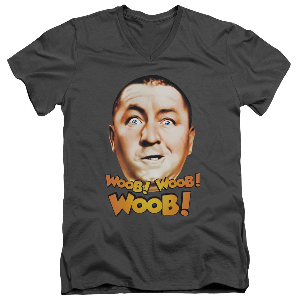 Three Stooges - Woob Woob Woob - Short Sleeve Adult V-neck 30/1 - Charcoal T-shirt