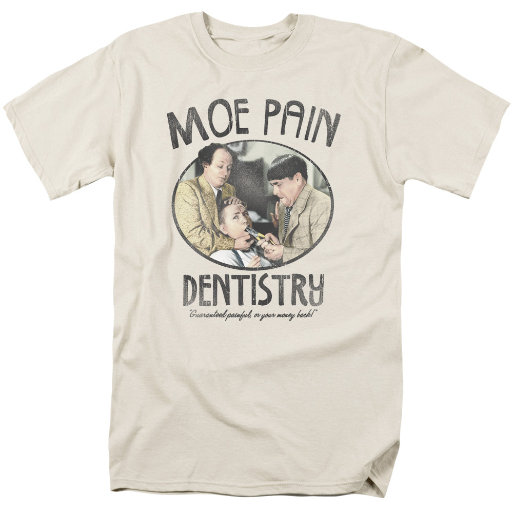 Three Stooges - Moe Pain - Short Sleeve Adult 18/1 - Cream T-shirt