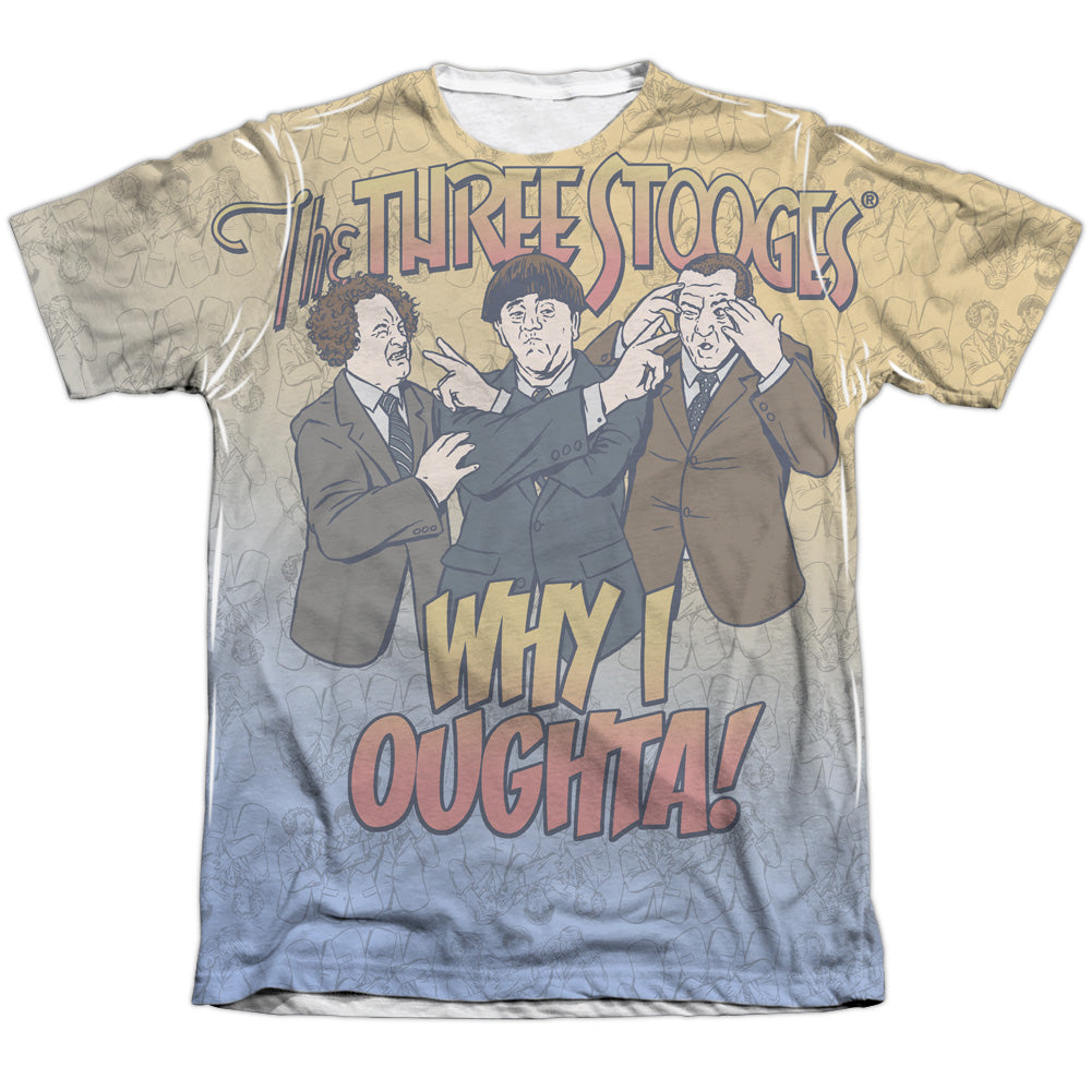 Three Stooges - Why I Oughta - Adult Poly/cotton Short Sleeve Tee - White T-shirt