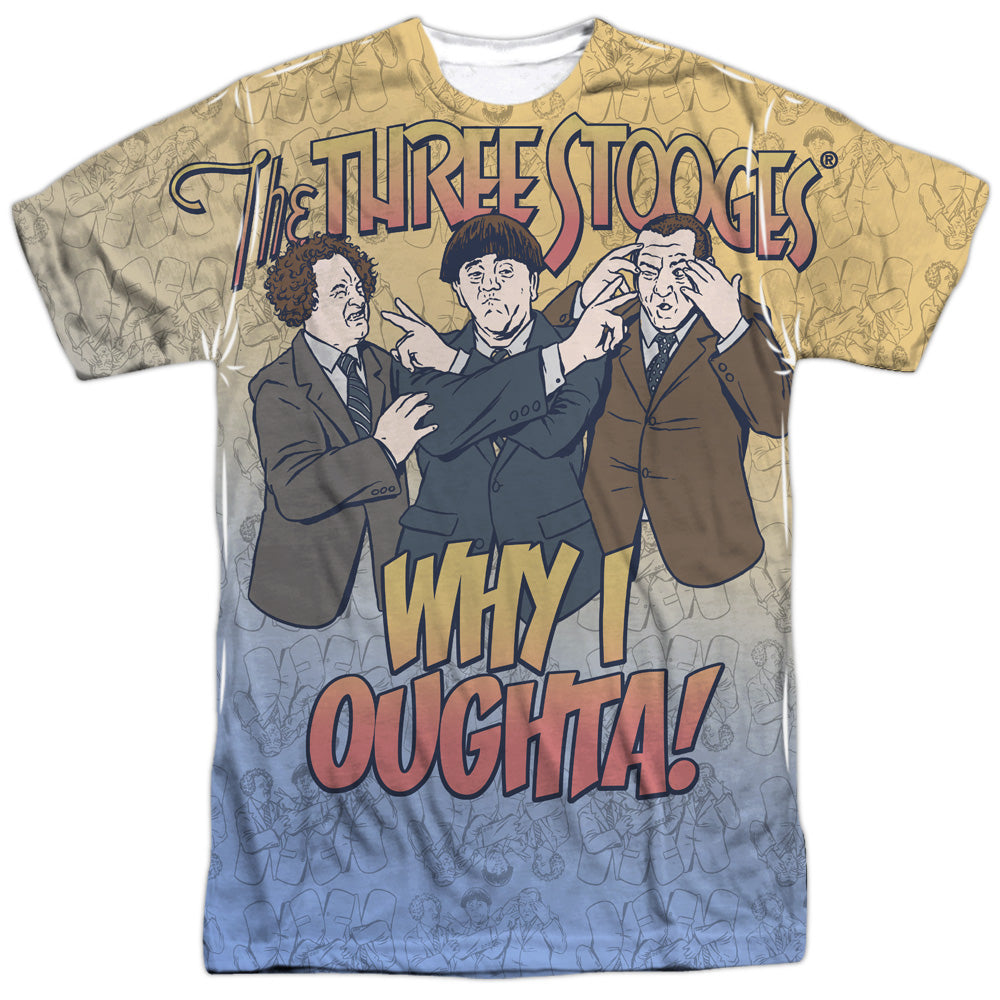 Three Stooges - Why I Oughta - Short Sleeve Adult Poly Crew - White T-shirt