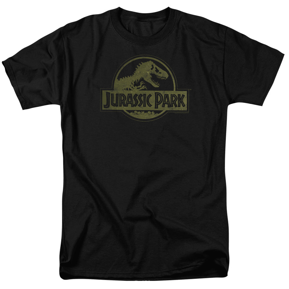 Jurassic Park - Distressed Logo - Short Sleeve Adult 18/1 - Black T-shirt