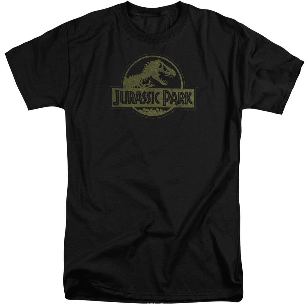 Jurassic Park - Distressed Logo - Short Sleeve Adult Tall - Black T-shirt