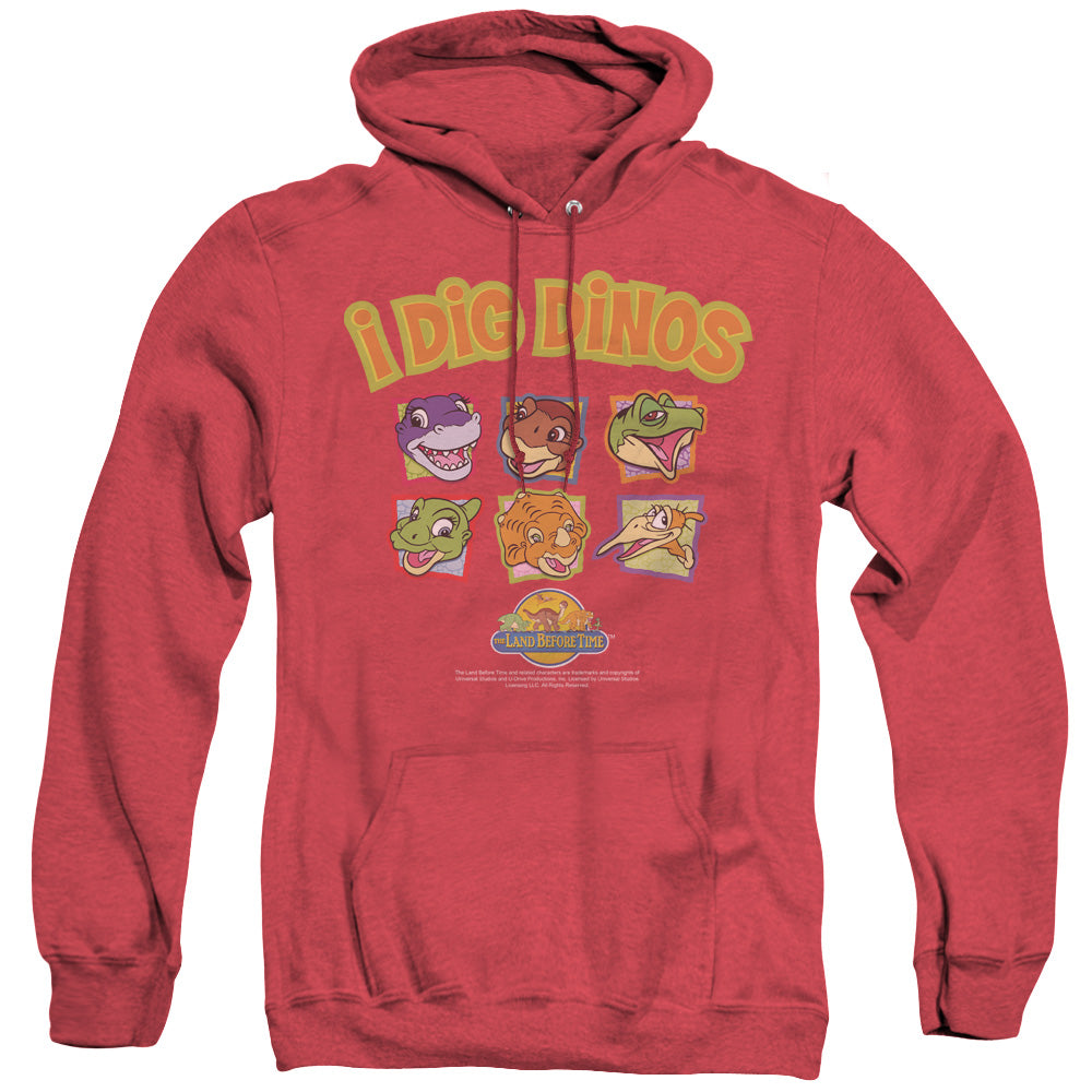 Land Before Time - I Dig Dinos - Adult Heather Hoodie - Red