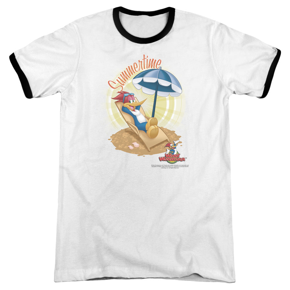 Woody Woodpecker - Summertime - Adult Ringer - White/black