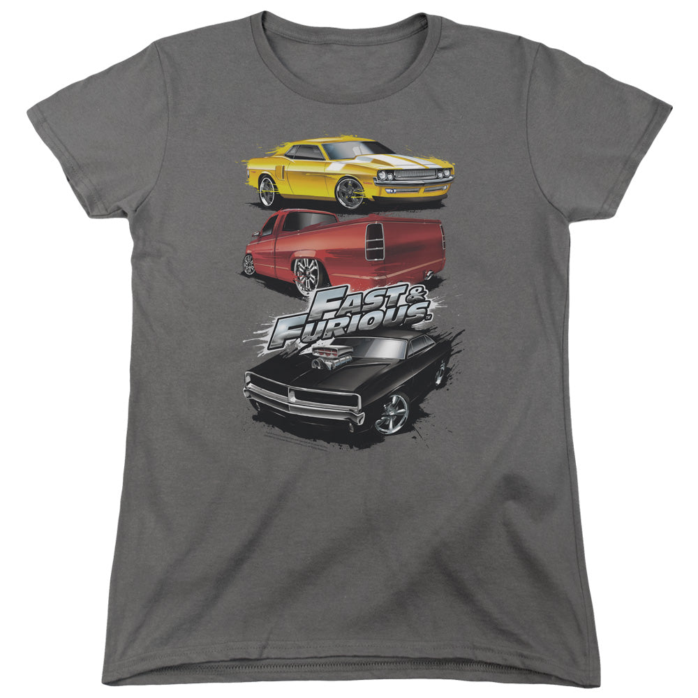 Fast And The Furious - Muscle Car Splatter - Short Sleeve Womens Tee - Black - Sm - Black T-shirt