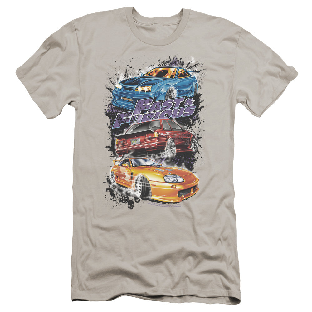 FAST AND THE FURIOU MOKIN STREET CARS-PREMUIM CANVAS ADULT SLIM T-Shirt