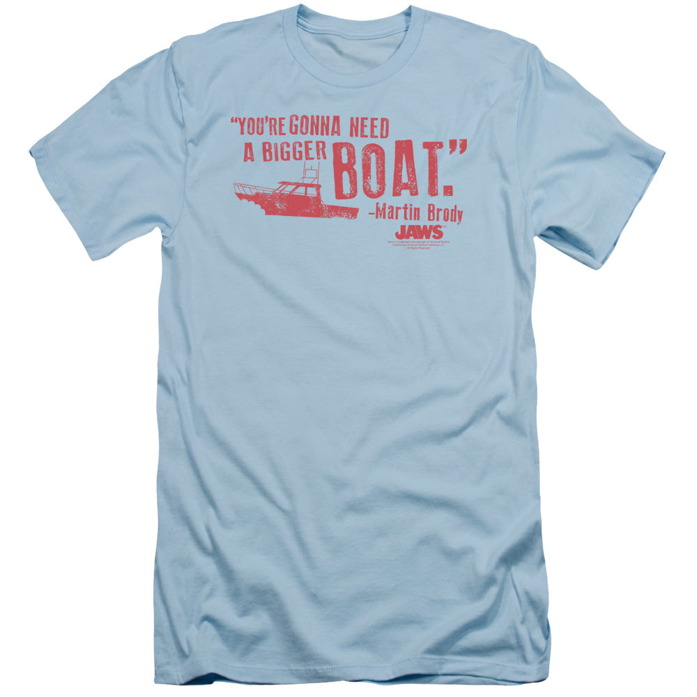 Jaws - Bigger Boat - Short Sleeve Adult 30/1 - Light Blue T-shirt