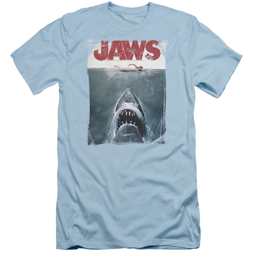 Jaws - Title - Short Sleeve Adult 30/1 - Light Blue T-shirt