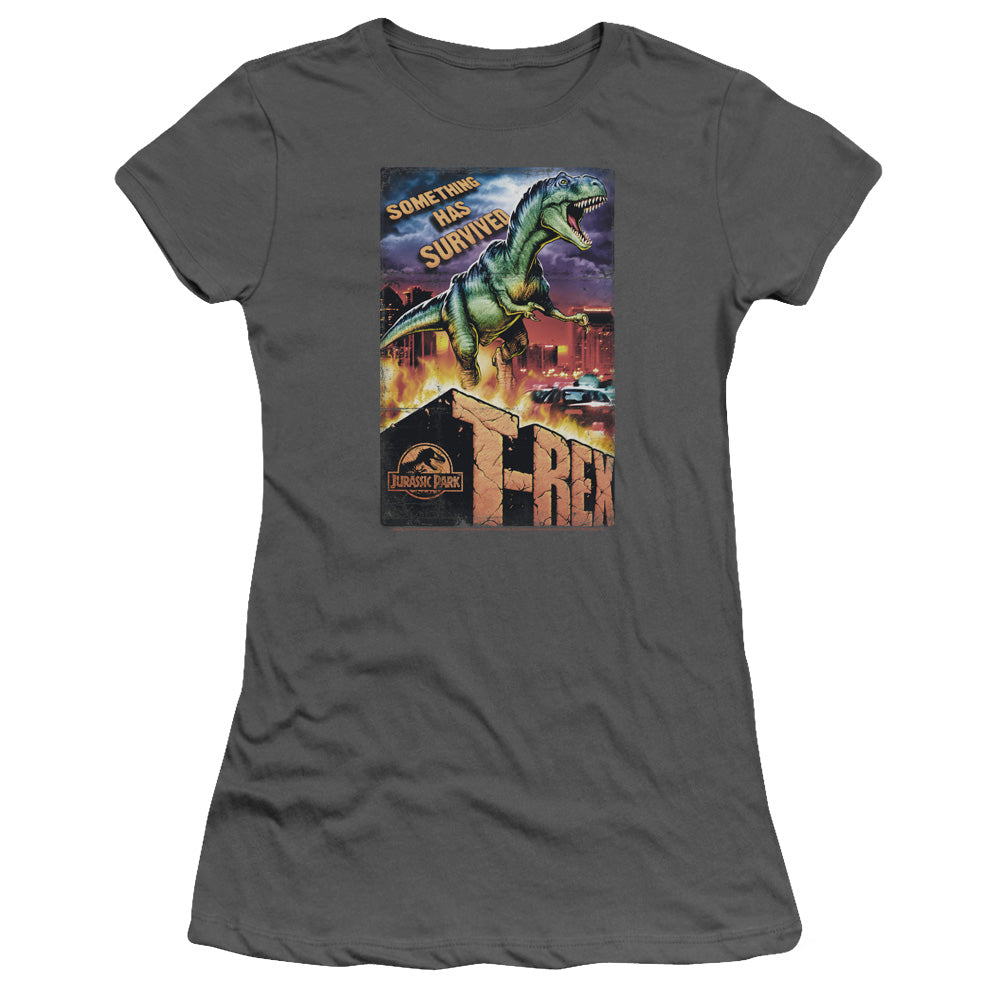 Jurassic Park - Rex In The City - Short Sleeve Junior Sheer - Charcoal T-shirt