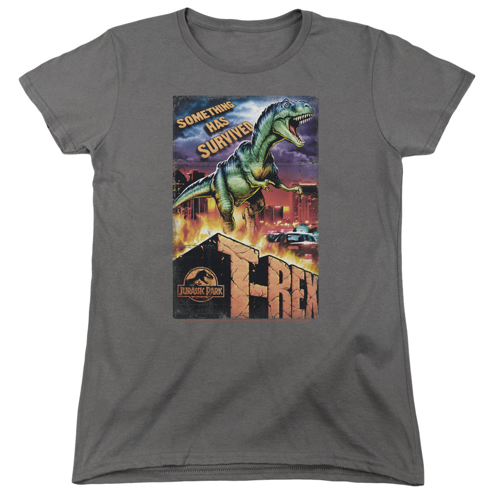 Jurassic Park - Rex In The City - Short Sleeve Womens Tee - Charcoal T-shirt