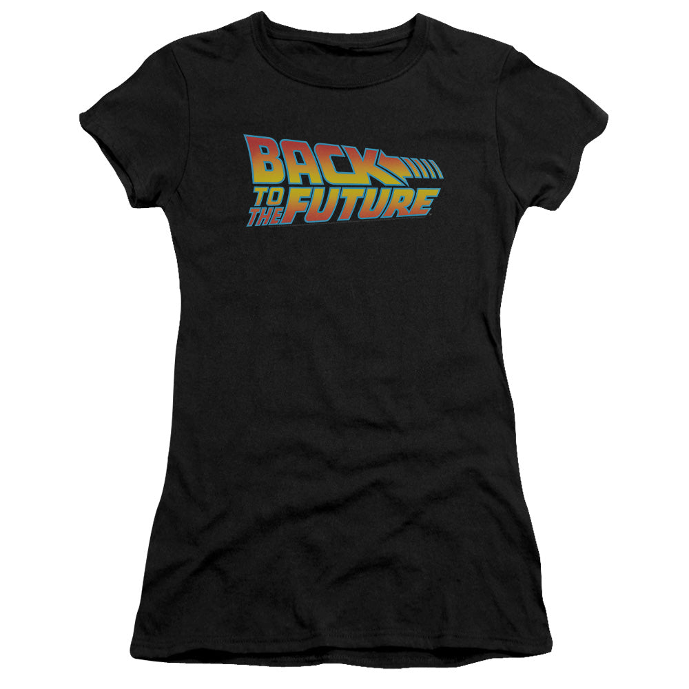 Back To The Future - Logo - Short Sleeve Junior Sheer - Black T-shirt