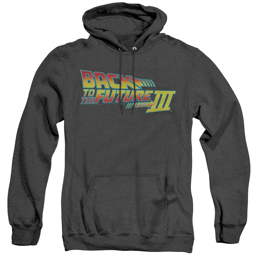 Back To The Future Iii - Logo - Adult Heather Hoodie - Black