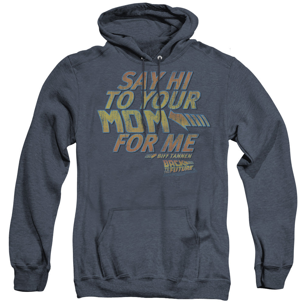 Back To The Future - Say Hi - Adult Heather Hoodie - Navy