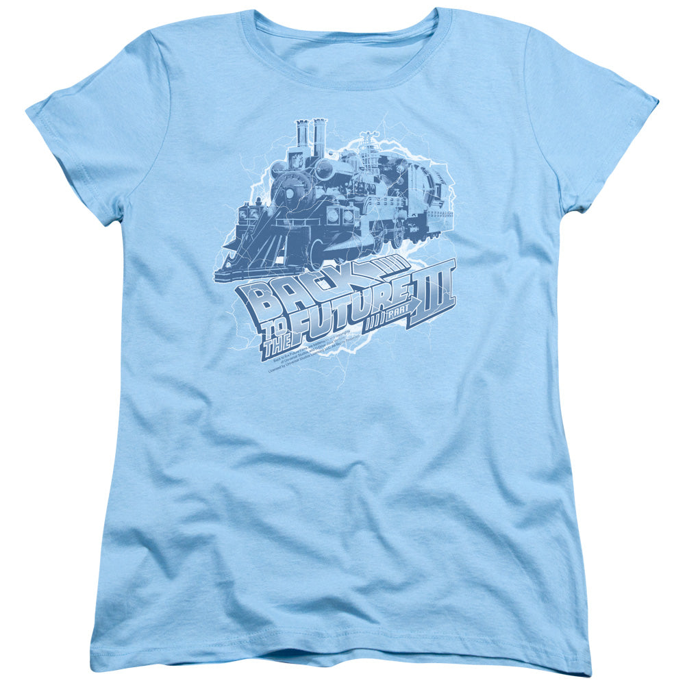 Back To The Future Iii - Time Train - Short Sleeve Womens Tee - Light Blue - Sm - Light Blue T-shirt