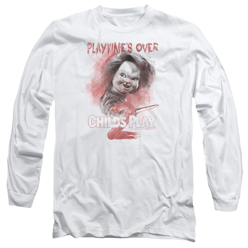 Childs Play 2 - Playtimes Over - Long Sleeve Adult 18/1 - White - Sm - White T-shirt