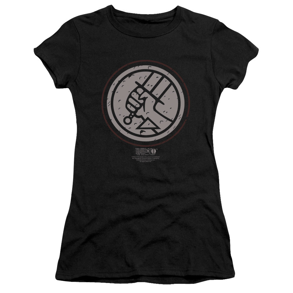 Hellboy Ii - Mignola Style Logo - Short Sleeve Junior Sheer - Black T-shirt