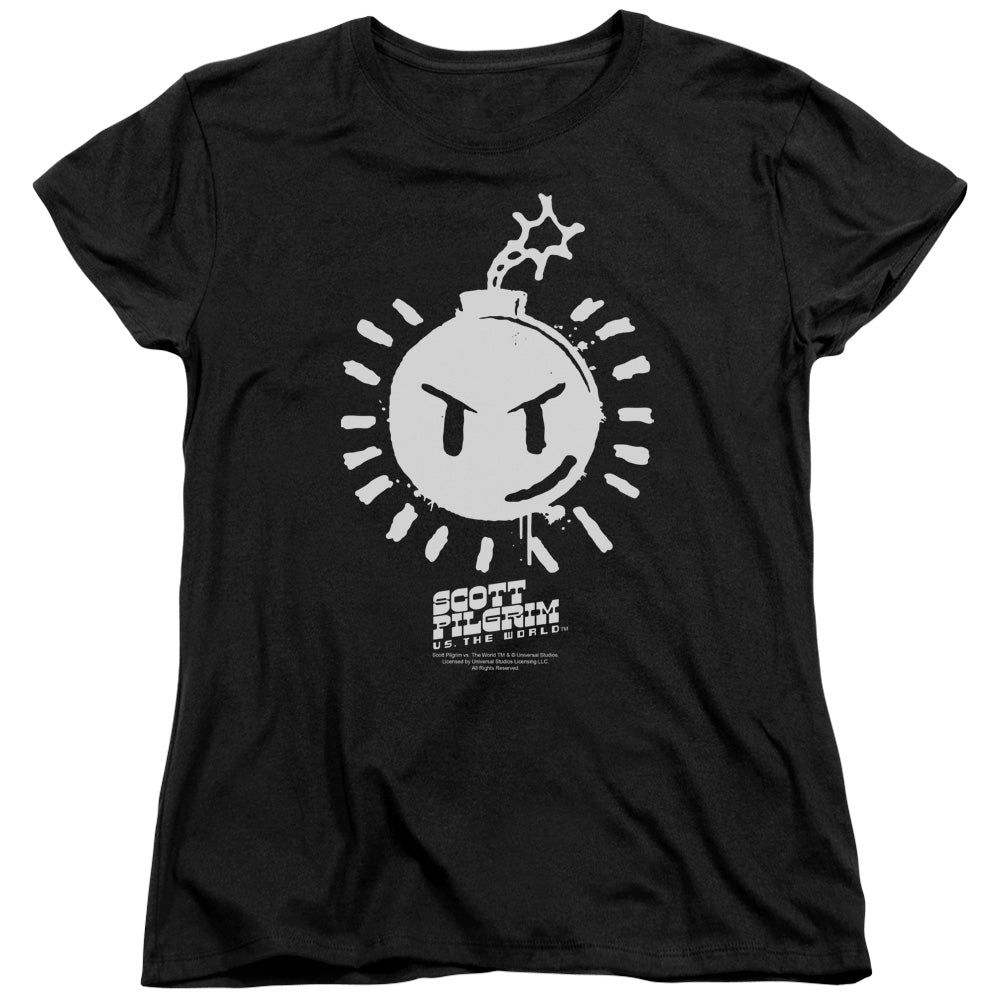 SCOTT PILGRIM SEX BOB OMB LOGO - S/S WOMENS TEE - BLACK T-Shirt